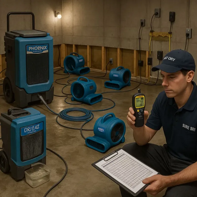 Structural Drying and Dehumidification process in West, TX